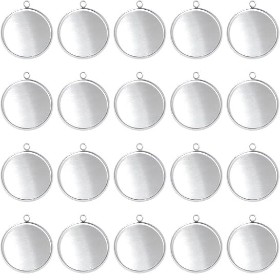 Bezels Pendant Resin - 20 sztuk okrągłych bazy z nierdzewnej