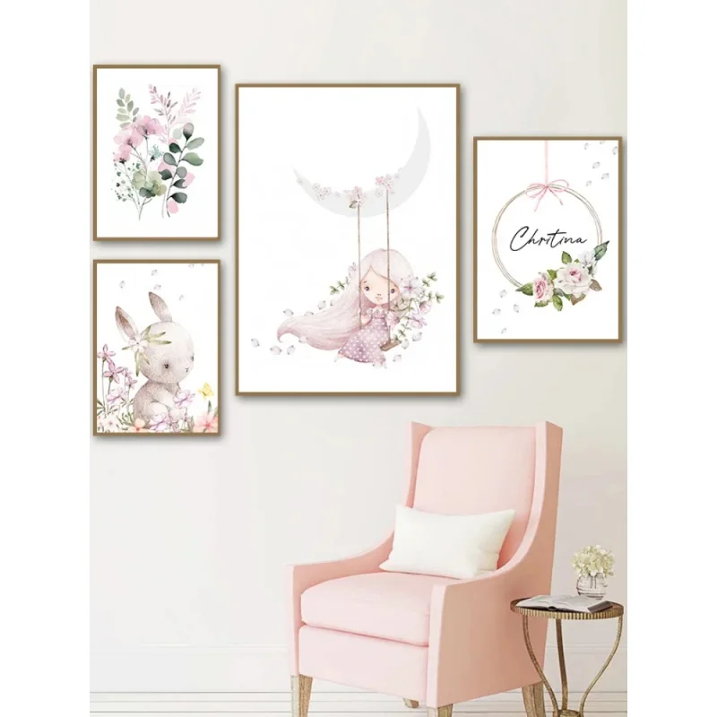 Resin Art Aesthetic - Nordycka Estetyka Kreskówkowa Sztuka Ścienna Różowa