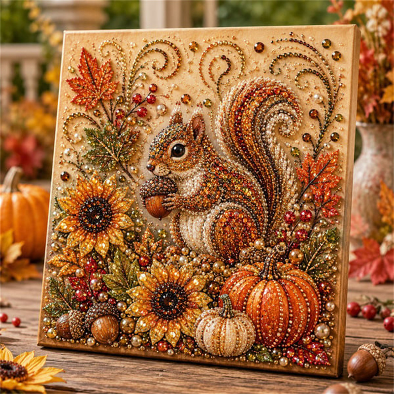 Resin Art With Flowers - Jesienny Zestaw do Malowania Diamentami z