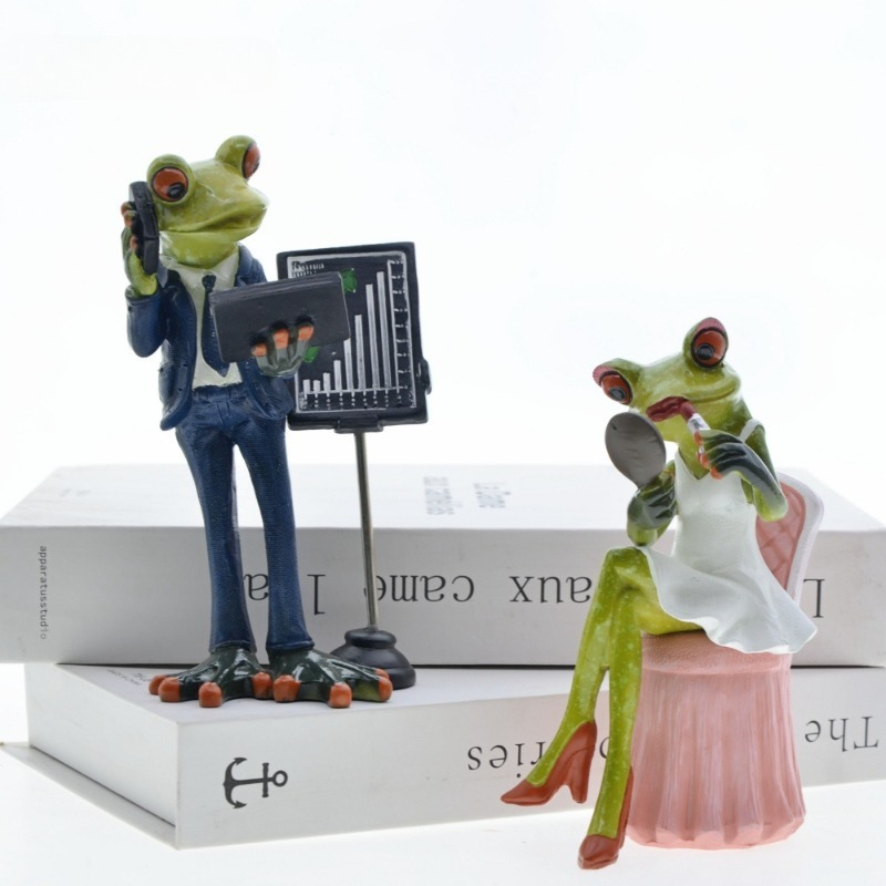 Resin Art Business - Para biznesmenów, żaba, żywica, sztuka zwierzęca,