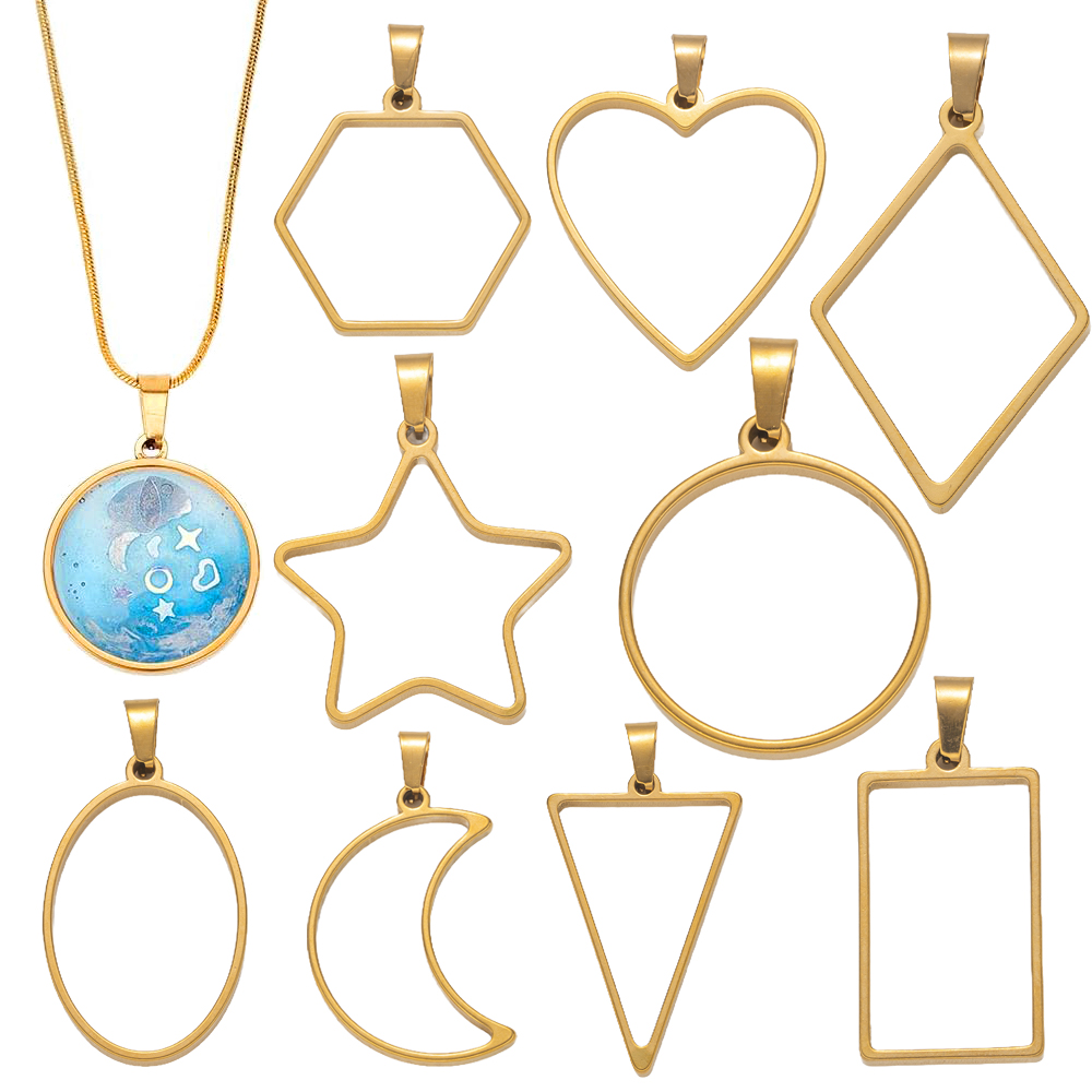 Bezels Pendant Resin - 5 szt. Stal Nierdzewna Otwarta Tylna