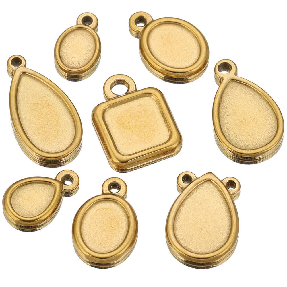 Bezels Pendant Resin - 5 szt. Kwadratowe, okrągłe, owalne bazy