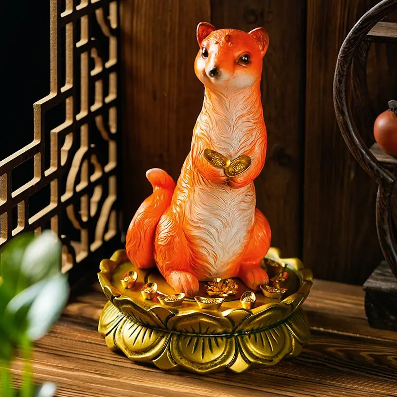 Resin Art Table Top - Ozdoba Wong Tai Sin, figurka łasicy,