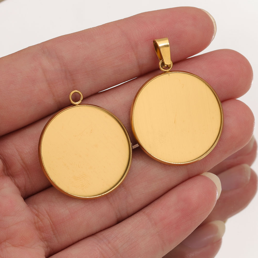 Bezels Pendant Resin - 10 szt. Złote zawieszki ze stali
