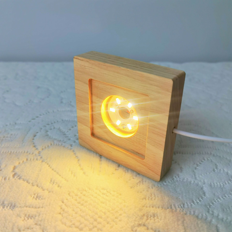 Resin Art Wooden Tray - Kwadratowe oświetlenie LED Podstawa ekspozycyjna Drewniana