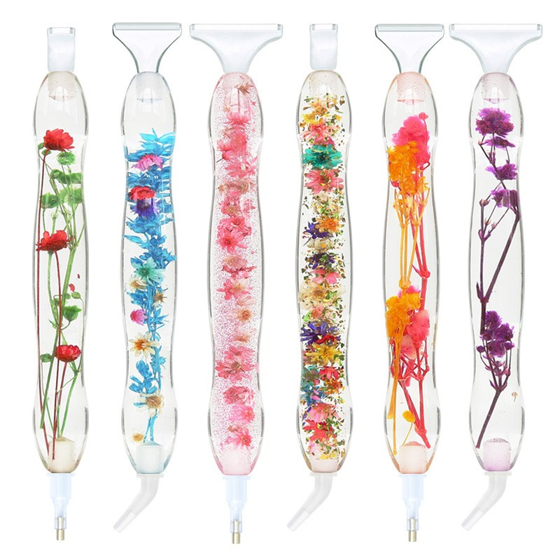 Resin Art With Flowers - 1 zestaw długopisów do malowania diamentami