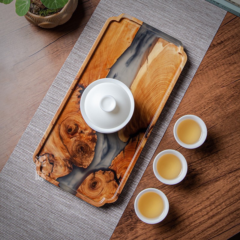 Japońska taca do herbaty w sty – Resin Art Wooden Tray recenzja i cena