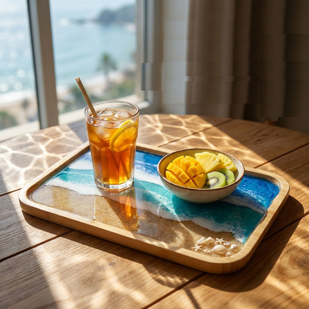 Taca dekoracyjna z żywicy epok – Resin Art Wooden Tray recenzja i cena