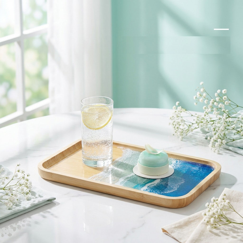 Taca dekoracyjna z żywicy epok – Resin Art Wooden Tray recenzja i cena