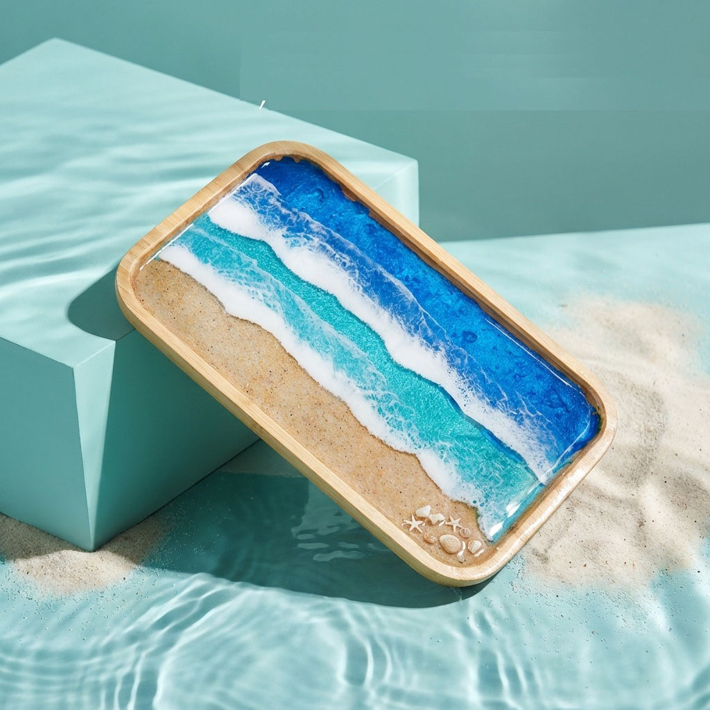 Taca dekoracyjna z żywicy epok – Resin Art Wooden Tray recenzja i cena